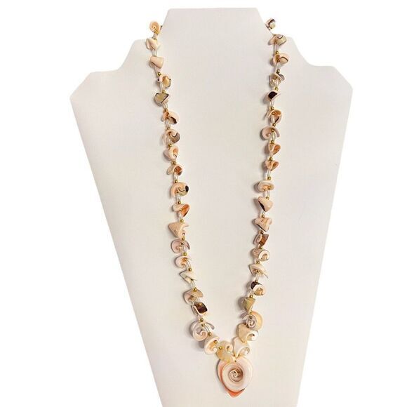 VINTAGE Women's Necklace Natural Cocomurex‎ Luhuanus Sea Shell Beaded 23 in. - Picture 5 of 12